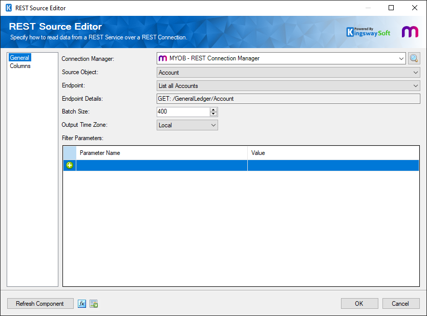 SSIS MYOB REST Source